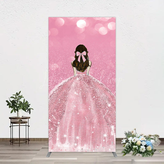 Lofaris Pink Glitter Bokeh Princess Birthday Rectangle Backdrop