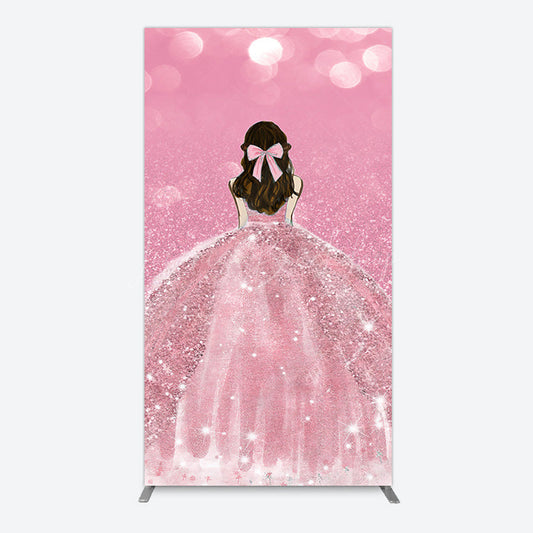 Lofaris Pink Glitter Bokeh Princess Birthday Rectangle Backdrop