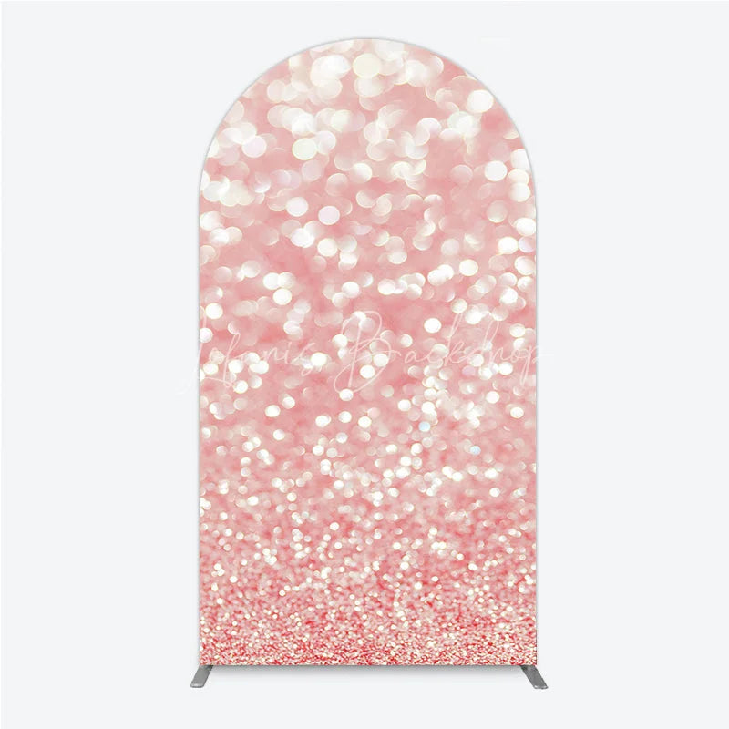 Lofaris Pink Glitter Bokeh Round Top Arch Backdrop Elegant Sparkling Decor for Party