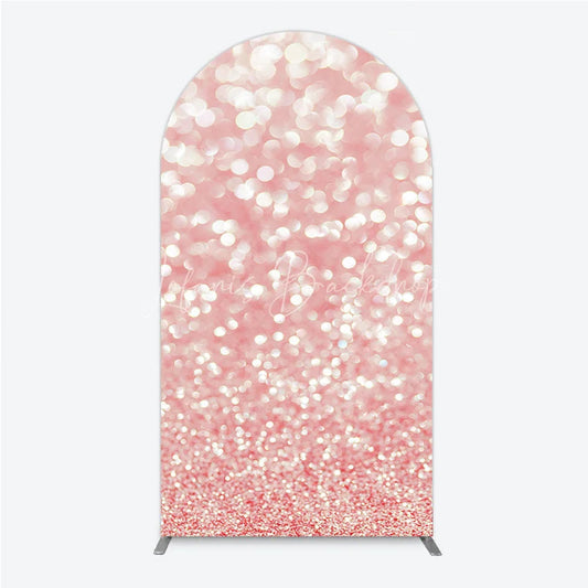 Lofaris Pink Glitter Bokeh Round Top Arch Backdrop Elegant Sparkling Decor for Party