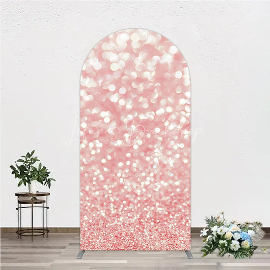 Lofaris Pink Glitter Bokeh Round Top Arch Backdrop Elegant Sparkling Decor for Party