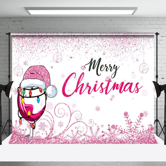Lofaris Pink Glitter Goblet Hat Merry Christmas Backdrop
