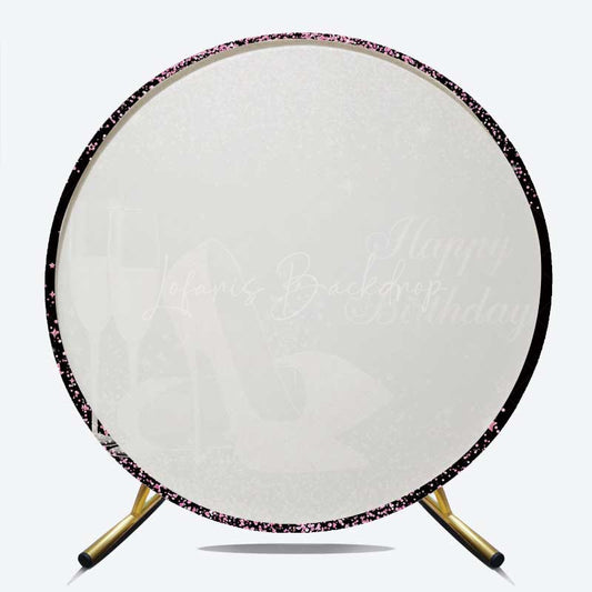 Lofaris Pink Glitter High Heels Women Birthday Round Backdrop