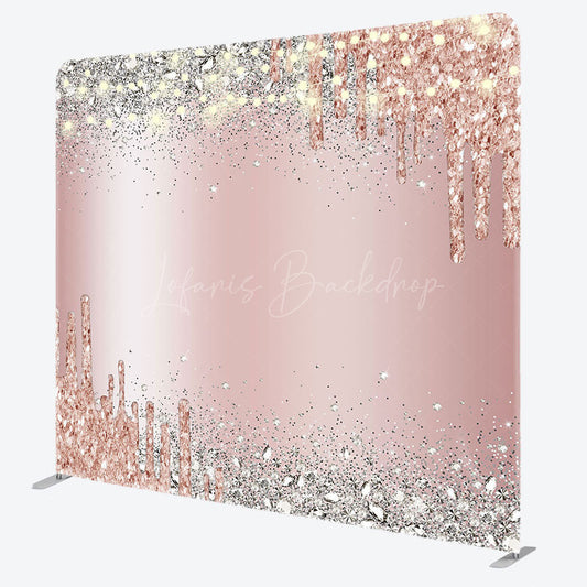 Lofaris Pink Glitter Silver Diamonds Pillow Case Backdrop