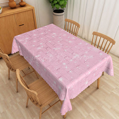 Lofaris Pink Glitter Star Tablecloth with Faux Brick Wall Pattern for Girls Birthday Party and Sweet 16 Decor