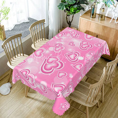 Lofaris Pink Glowing Heart Butterfly Rectangle Tablecloth Sweet Neon Love Pattern Valentine Girls Party Decor