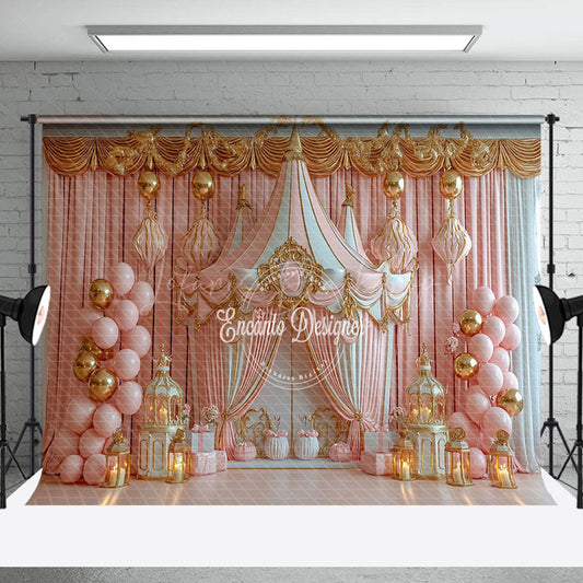 Lofaris Pink Gold Luxury Circus Tent Cake Smash Backdrop