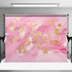 Lofaris Pink Gold Star Photography Backdrop Abstract Textured Painting Photo Background Cute Celestial Sky Booth Prop