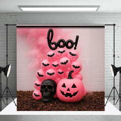 Lofaris Pink Halloween Photography Backdrop Boo Balloons with Pumpkins Girly Gothic Spooky Party Photo Booth