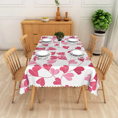 Lofaris Pink Heart Leaf Rectangle Tablecloth Botanical Love Vine Table Cover Sweet Valentine Day Home Decor