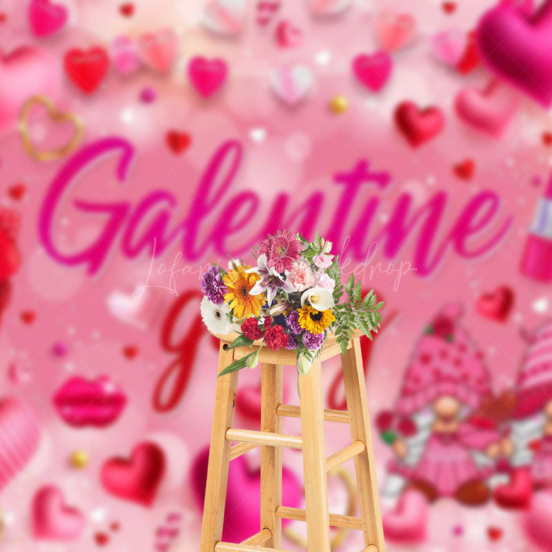 Lofaris Pink Hearts Gifts Glitter Galentine Gang Backdrop