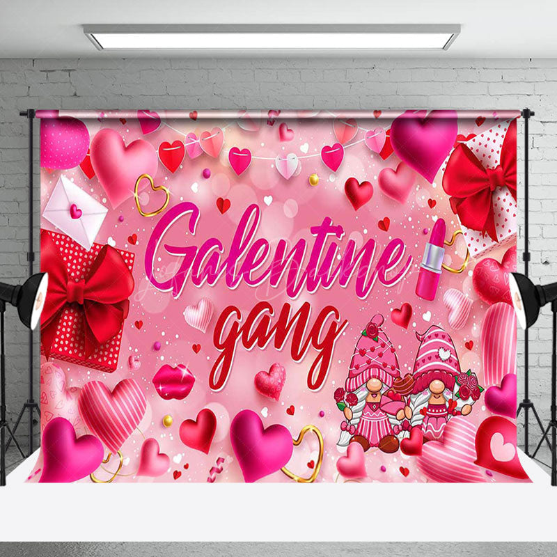 Lofaris Pink Hearts Gifts Glitter Galentine Gang Backdrop