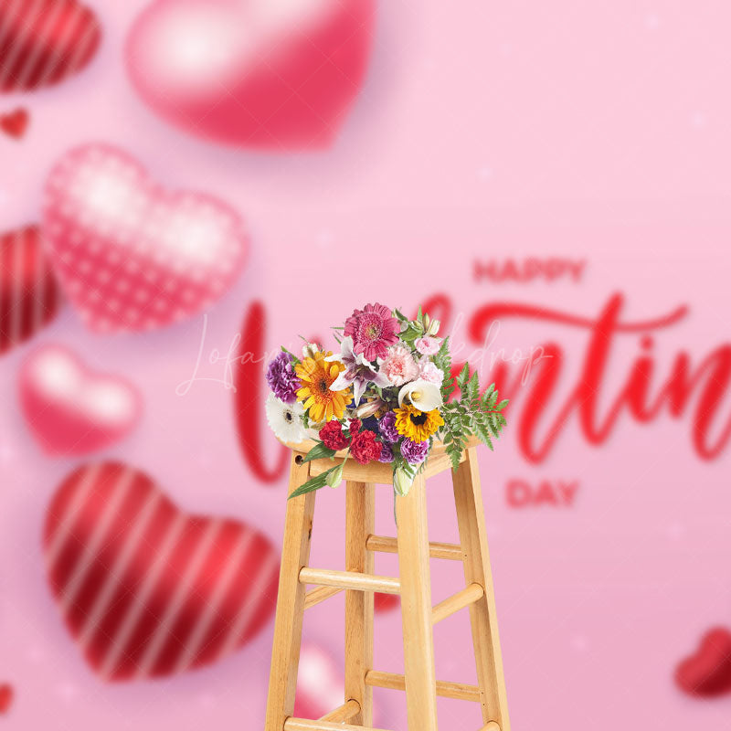 Lofaris Pink Hearts Romantic Happy Valentines Day Backdrop