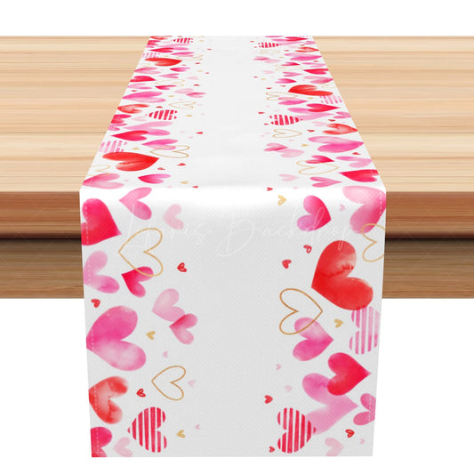 Lofaris Pink Hearts Romantic Valentines Day Table Runner