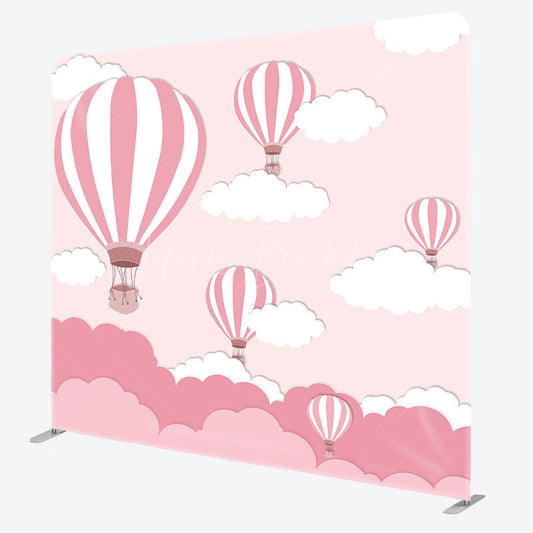 Lofaris Pink Hot Air Balloons Cloud Pillow Case Backdrop