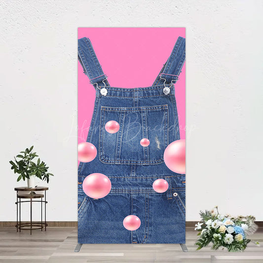 Lofaris Pink Jeans With Pearl Cartoon Birthday Rectangle Backdrop