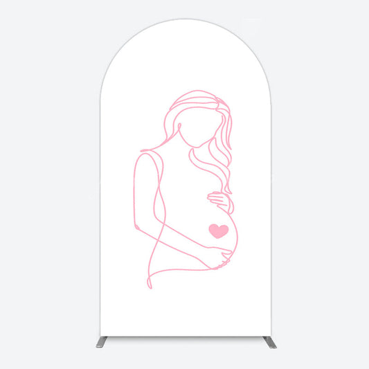 Lofaris Pink Lined Pregnant Woman Baby Shower Arch Backdrop