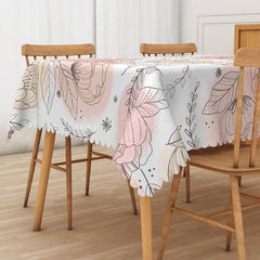 Lofaris Pink Lotus Flower Tablecloth on White for Zen Yoga or Serene Botanical Themed Dining Decor