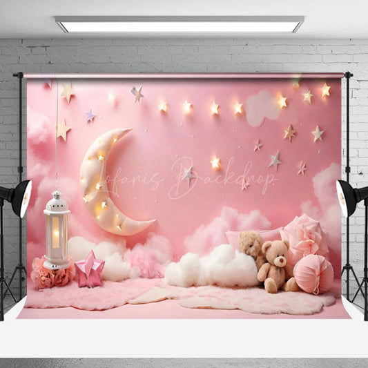 Lofaris Pink Moon Clouds Princess Girl Cake Smash Backdrop