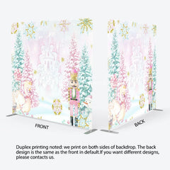 Lofaris Pink Nutcracker Tension Fabric Backdrop Winter Castle Swan Decoration Christmas Ballet Background