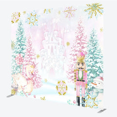 Lofaris Pink Nutcracker Tension Fabric Backdrop Winter Castle Swan Decoration Christmas Ballet Background