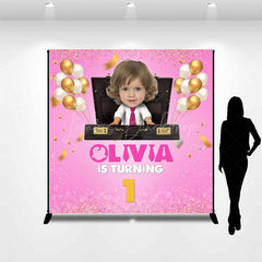 Lofaris Pink Office Baby Custom Photo 1st Birthday Backdrop