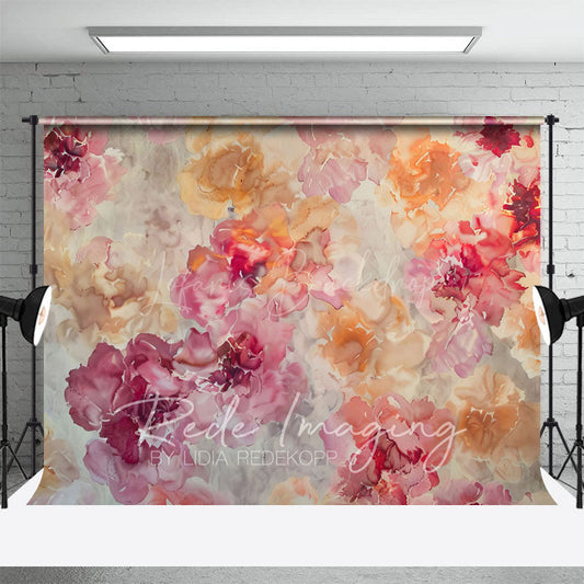 Lofaris Pink Orange Abstract Floral Pattern Photo Backdrop