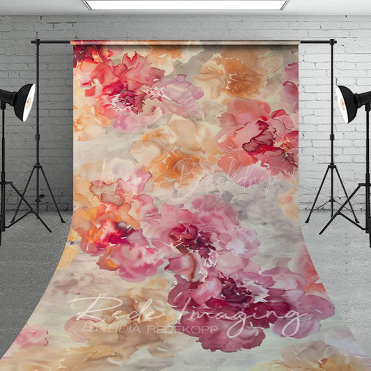Lofaris Pink Orange Abstract Floral Pattern Sweep Backdrop