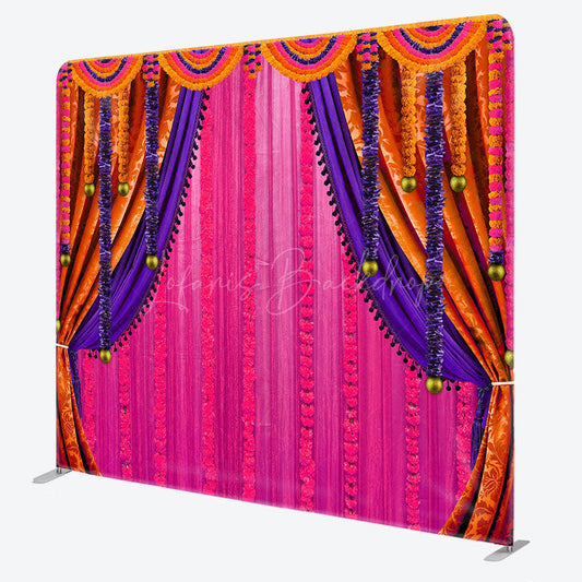 Lofaris Pink Orange Curtain Dance Party Pillow Case Backdrop