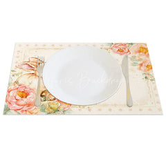 Lofaris Pink Peony Easter Bunny Set of 4 Placemats Star Pattern Rabbit Spring Table Mats for Party