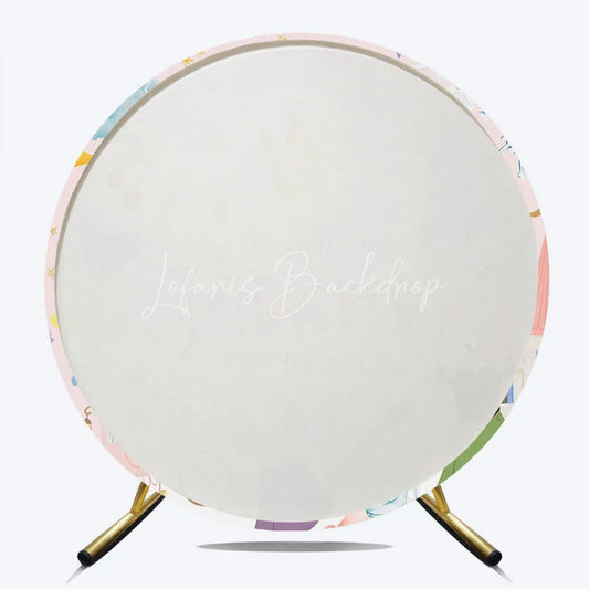 Lofaris Pink Princess 1st Birthday Round Backdrop Fairytale Castle Carriage Prop