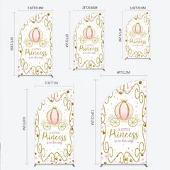 Lofaris Pink Pumpkin Carriage Baby Shower Half Moon Arch Backdrop Little Princess Party Decoration Royal Gold Glitter Background