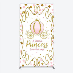 Lofaris Pink Pumpkin Carriage Baby Shower Rectangle Backdrop Little Princess Party Decoration Royal Gold Glitter Background