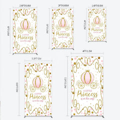 Lofaris Pink Pumpkin Carriage Baby Shower Rectangle Backdrop Little Princess Party Decoration Royal Gold Glitter Background