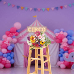 Lofaris Pink Purple Circo Circus Cake Smash Photo Backdrop