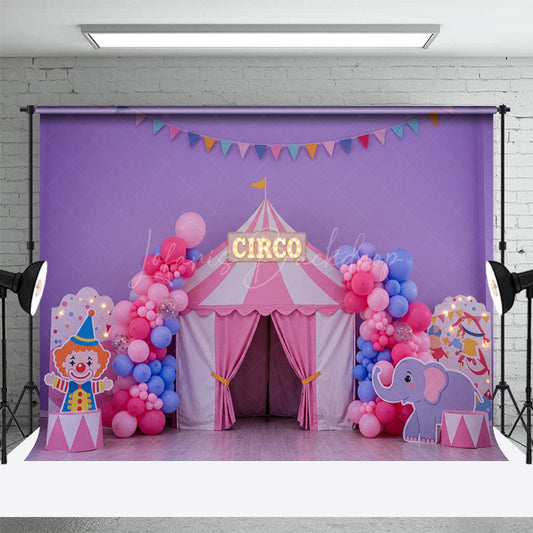 Lofaris Pink Purple Circo Circus Cake Smash Photo Backdrop