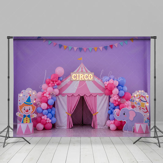Lofaris Pink Purple Circo Circus Cake Smash Photo Backdrop