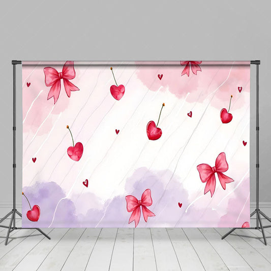 Lofaris Pink Purple Cloud Cherry Valentines Day Backdrop