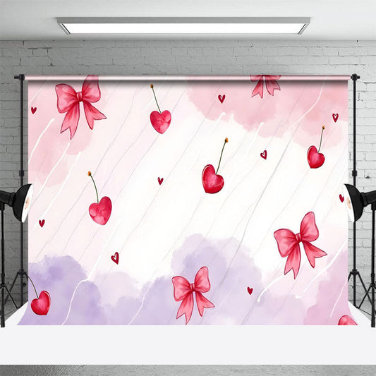 Lofaris Pink Purple Cloud Cherry Valentines Day Backdrop