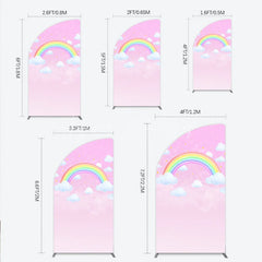 Lofaris Pink Rainbow and Clouds Half Moon Arch Backdrop Dreamy Pastel Sky for Baby Shower Birthday Party