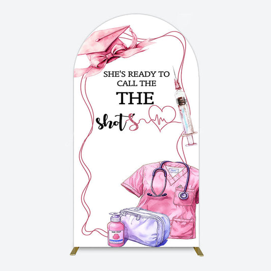 Lofaris Pink Ready To Call The Shots Nurse Grad Arch Backdrop