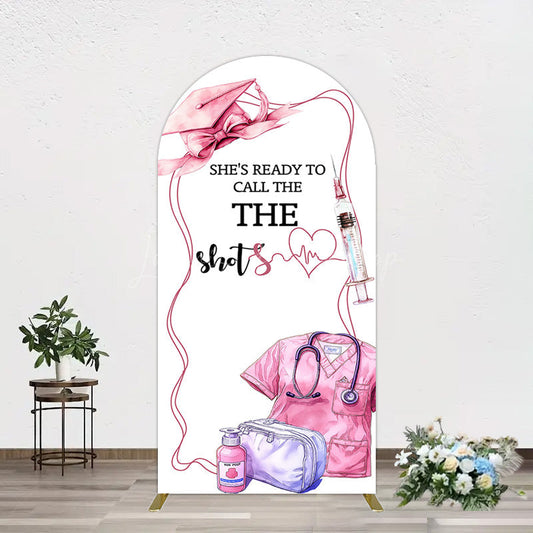 Lofaris Pink Ready To Call The Shots Nurse Grad Arch Backdrop