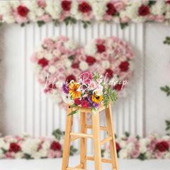 Lofaris Pink Red and White Floral Heart Photography Backdrop Romantic Rose Hydrangea Paneled Wall Decor