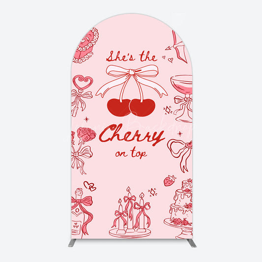 Lofaris Pink Red Cake Cherry On Top Bridal Shower Arch Backdrop