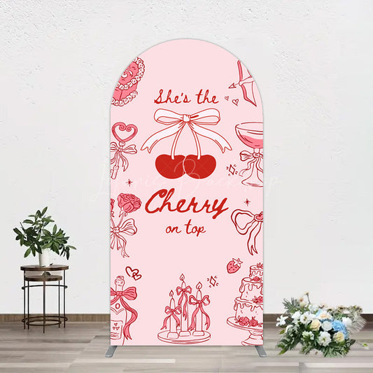 Lofaris Pink Red Cake Cherry On Top Bridal Shower Arch Backdrop