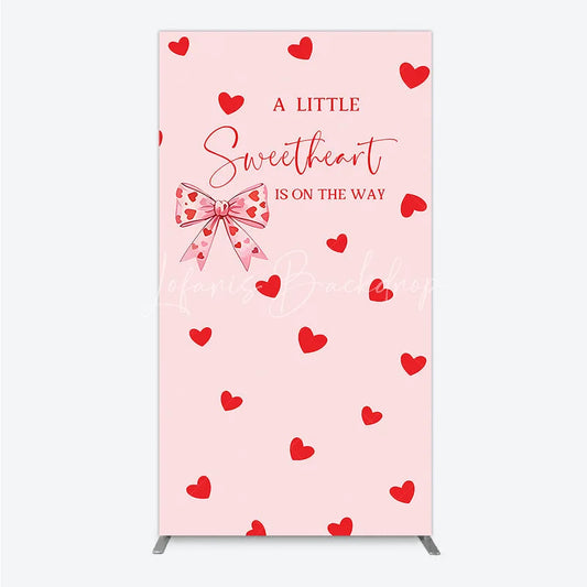 Lofaris Pink Red Hearts Bow Baby Shower Rectangle Arch Backdrop Sweetheart Is On The Way Party Decor