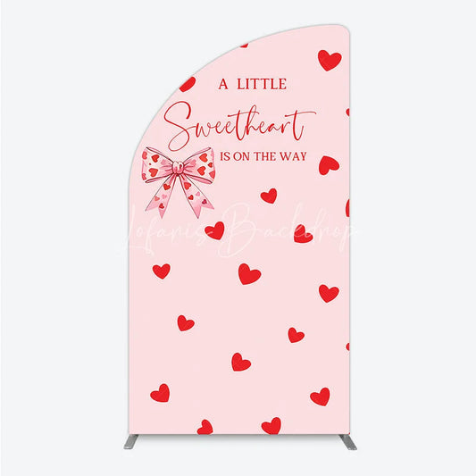 Lofaris Pink Red Hearts Bow Sweetheart Half Moon Arch Backdrop Lovely Baby Shower Is On The Way Party Decor