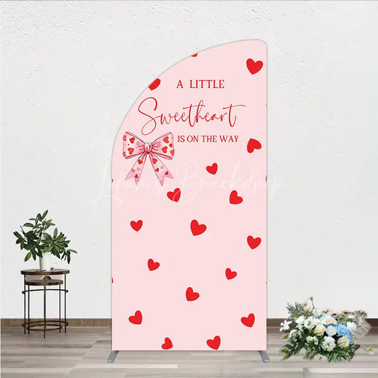Lofaris Pink Red Hearts Bow Sweetheart Half Moon Arch Backdrop Lovely Baby Shower Is On The Way Party Decor