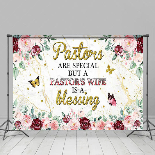Lofaris Pink Red Rose Leaf Pastors Wife Appreciation Backdrop