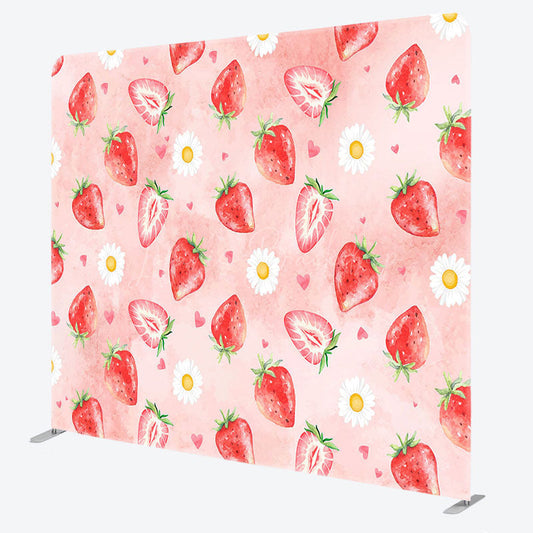Lofaris Pink Red Strawberry Daisy Fruit Pillow Cover Backdrop